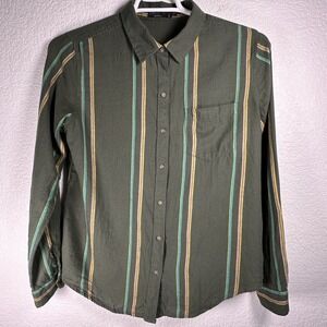 prAna Alfie Flannel Shirt Women's‎ Green Plaid Long Sleeve Organic Cotton Small